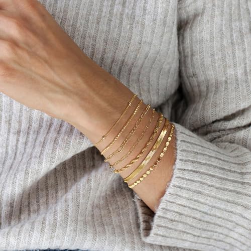 Trendy Waterproof Gold Stack Bracelets for Women