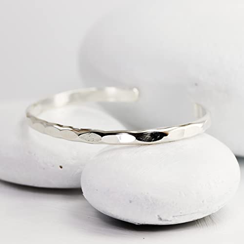 Hammered Solid Silver Wide Cuff Bracelet