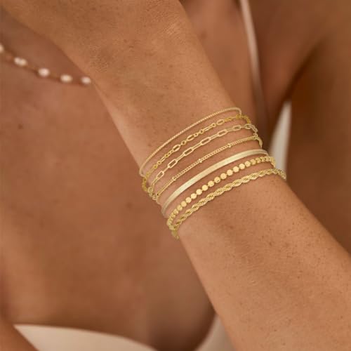 Trendy Waterproof Gold Stack Bracelets for Women