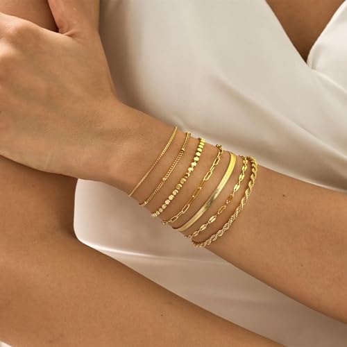 Trendy Waterproof Gold Stack Bracelets for Women