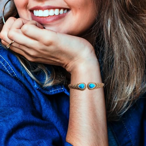 Vintage Turquoise Copper Magnetic Bracelets for Women
