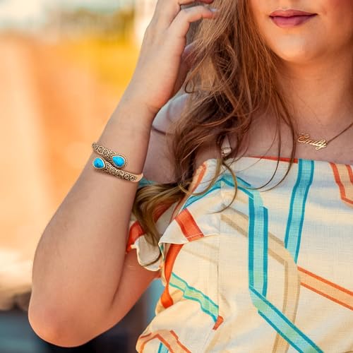 Vintage Turquoise Copper Magnetic Bracelets for Women