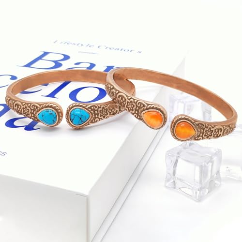 Vintage Turquoise Copper Magnetic Bracelets for Women