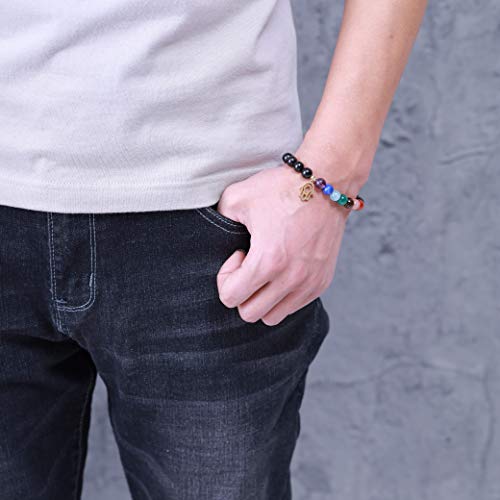 Hamsa Hand Black Tourmaline Chakra Bracelet