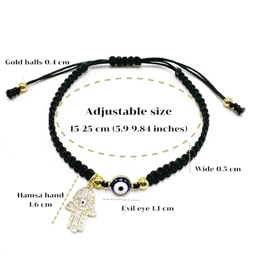 Handmade Black String Evil Eye Hamsa Bracelet