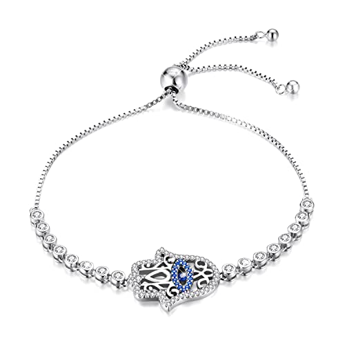 925 Sterling Silver Hamsa Evil Eye Bracelet