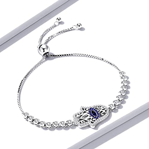 925 Sterling Silver Hamsa Evil Eye Bracelet