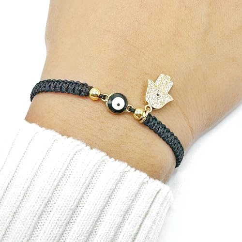 Handmade Black String Evil Eye Hamsa Bracelet