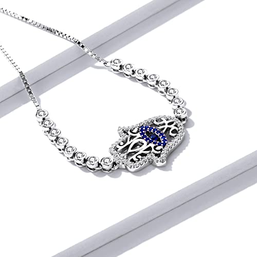 925 Sterling Silver Hamsa Evil Eye Bracelet