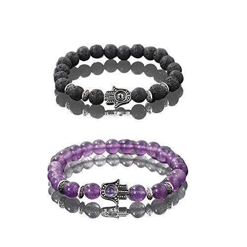 Handmade Hamsa & Evil Eye Beaded Bracelets Set