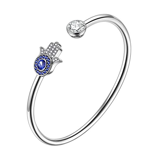 Silver Hamsa Hand of Fatima Adjustable Bracelet