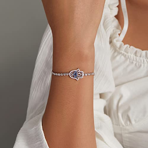 925 Sterling Silver Hamsa Evil Eye Bracelet