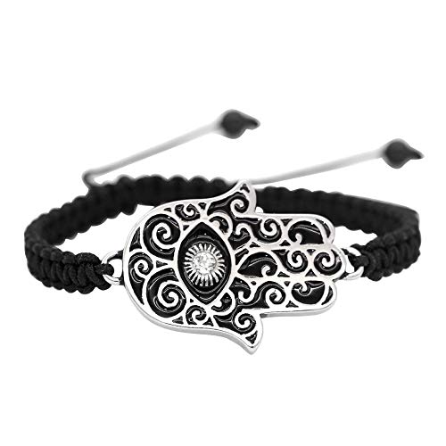 Hamsa Hand Woven Bracelet with Crystal