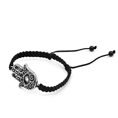 Hand-Woven Hamsa Bracelet with Clear Crystal