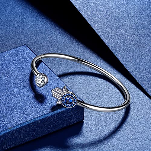 Silver Hamsa Hand of Fatima Adjustable Bracelet