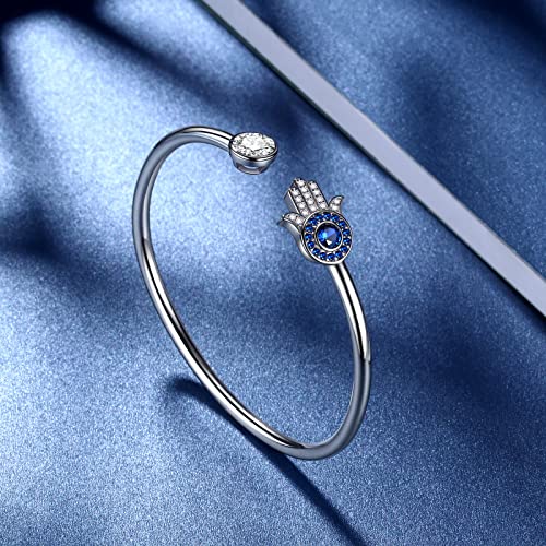 Silver Hamsa Hand of Fatima Adjustable Bracelet