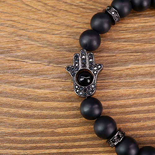 Hamsa Hand Onyx Stone Bracelet for Protection