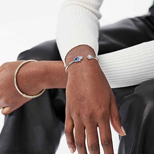 Silver Hamsa Hand of Fatima Adjustable Bracelet