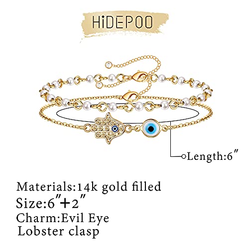Handmade Dainty Blue Evil Eye Hamsa Bracelets