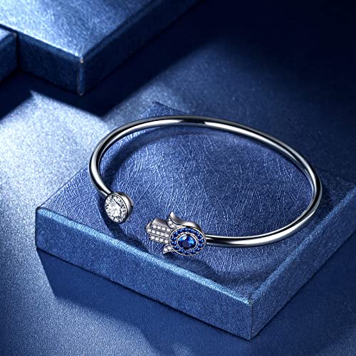 Silver Hamsa Hand of Fatima Adjustable Bracelet