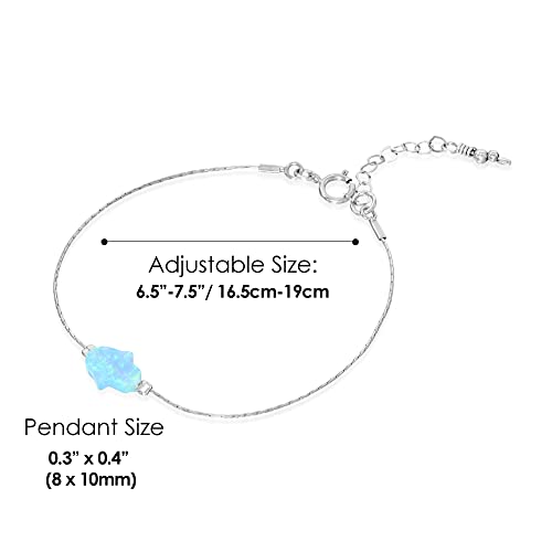 Sterling Silver Blue Opal Hamsa Charm Bracelet