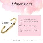 14K Gold Hammered Cuff Bracelet for Women