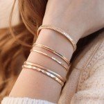 14K Gold Hammered Cuff Bracelet for Women