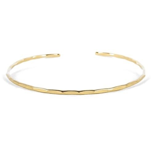 Delicate 14K Gold Fill Hammered Cuff Bracelet