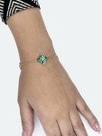 Malachite & CZ Flower Bracelet in Gold-Plated Silver