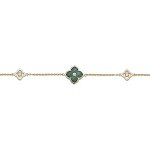 Malachite & CZ Flower Bracelet in Gold-Plated Silver