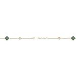 Malachite & CZ Flower Bracelet in Gold-Plated Silver