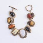 Colorful Vintage Moroccan Stone Bracelet with Geometric Design