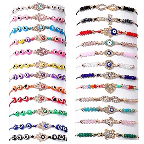 Evil Eye Hamsa Bracelet Set - 24 Pieces