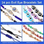 Evil Eye Hamsa Bracelet Set - 24 Pieces