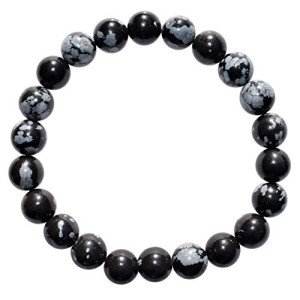 Natural Snowflake Obsidian Moroccan Bracelet with Selenite