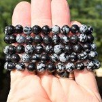 Natural Snowflake Obsidian Moroccan Bracelet with Selenite