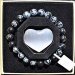 Natural Snowflake Obsidian Moroccan Bracelet with Selenite