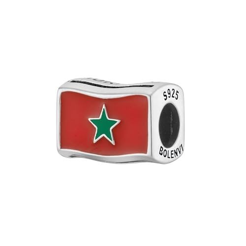 Moroccan Flag 925 Sterling Silver Charm Bead