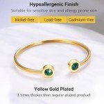Emerald Birthstone Gold Plated Cuff Bracelet