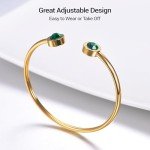 Emerald Birthstone Gold Plated Cuff Bracelet