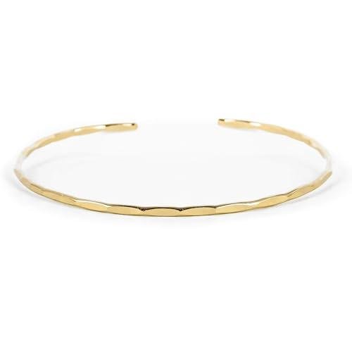 Delicate 14K Gold Fill Hammered Cuff Bracelet