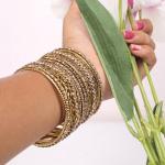 Exotic Gold Tone Filigree Bangle Bracelet Set