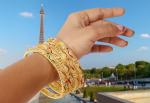 Moroccan Gold Tone Bangle Bracelets - Set of 4