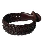 Artisan Handmade Leather Wristband Bracelet - Bangkok Weave