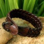 Artisan Handmade Leather Wristband Bracelet - Bangkok Weave