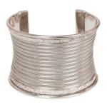 Exotic Silver Tone Hammered Wire Cuff Bracelet