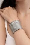 Exotic Silver Tone Hammered Wire Cuff Bracelet