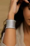Exotic Silver Tone Hammered Wire Cuff Bracelet