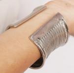 Exotic Silver Tone Hammered Wire Cuff Bracelet