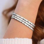 Hammered Solid Silver Wide Cuff Bracelet